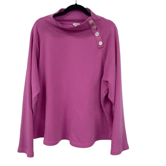 J. Crew Factory Wide Button Collar Pullover Sweatshirt Pink Womens 3X AS IS - Picture 1 of 7